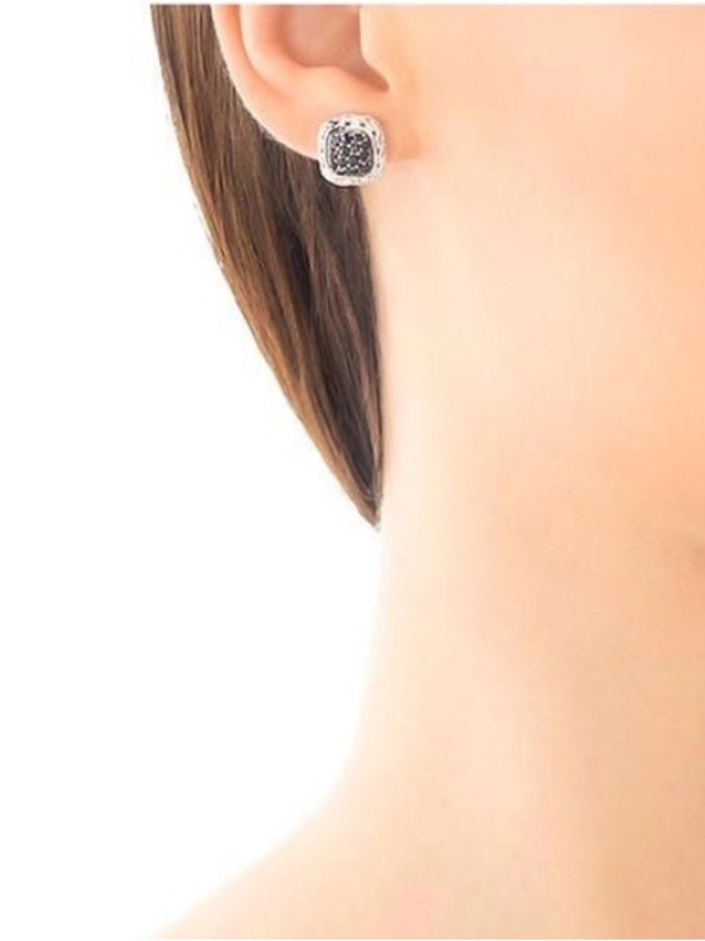 John Hardy Classic Chain Square Pavé Stud Earrings | Black Sapphire | 10mm